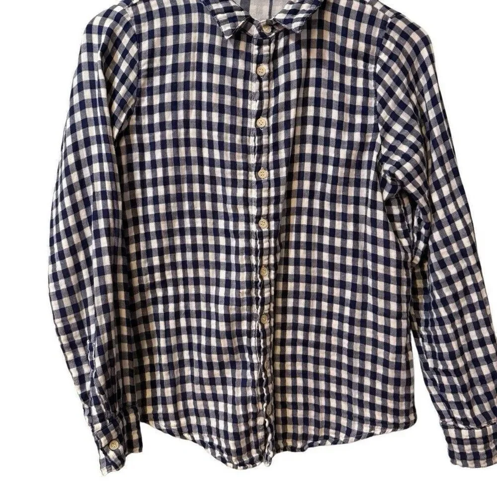 CP Shades Shirt Womens XS Blue Plaid Double Cloth Cotton Button Front USA